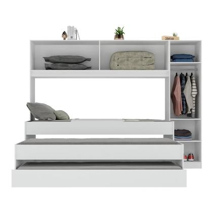 Imagem de Tricama de Solteiro com Guarda Roupa Dublin Multimóveis MP4034 Branca