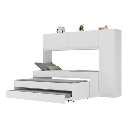 Imagem de Tricama de Solteiro com Guarda Roupa Dublin Multimóveis MP4034 Branca