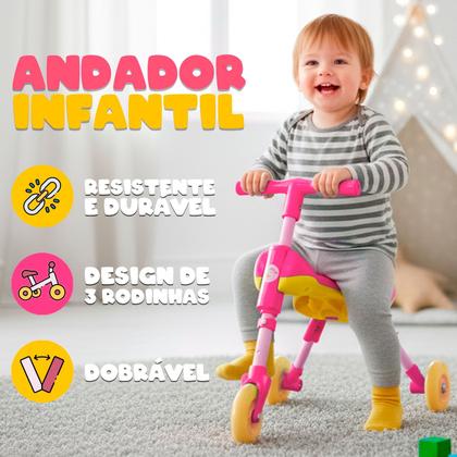 Imagem de Triciclo Andador Scuttler Bug Rosa Infantil Bicicleta De Equilíbrio Menina - Unitoys