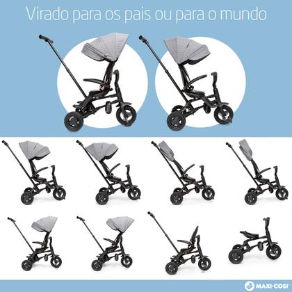 Imagem de Triciclo Bebê Infantil Maxi Cosi Patroller Cinza Grey Luxe Leve Compacto Multifuncional Capota Removível FPS UV50+ Mochila Bolsa 25kg Menino Menina