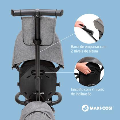 Imagem de Triciclo Bebê Infantil Maxi Cosi Patroller Cinza Grey Luxe Leve Compacto Multifuncional Capota Removível FPS UV50+ Mochila Bolsa 25kg Menino Menina