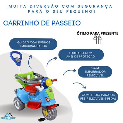 Imagem de Triciclo Carrinho Infantil Moto Passeio Bebê De Empurrar Menino Menina Motoca Presente Passeio