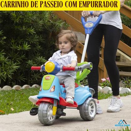 Imagem de Triciclo Carrinho Infantil Moto Passeio Bebê De Empurrar Menino Menina Motoca Presente Passeio