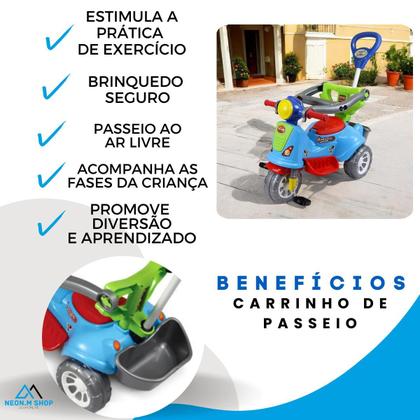 Imagem de Triciclo Carrinho Infantil Moto Passeio Bebê De Empurrar Menino Menina Motoca Presente Passeio
