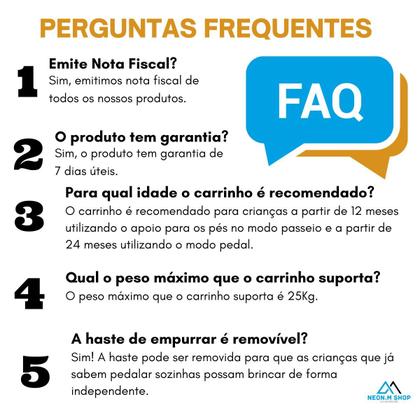 Imagem de Triciclo Carrinho Infantil Moto Passeio Bebê De Empurrar Menino Menina Motoca Presente Passeio
