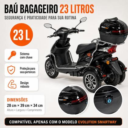 Imagem de Triciclo Elétrico Evolution 1000W Adulto Sem CNH Recarregável para Mobilidade Urbana