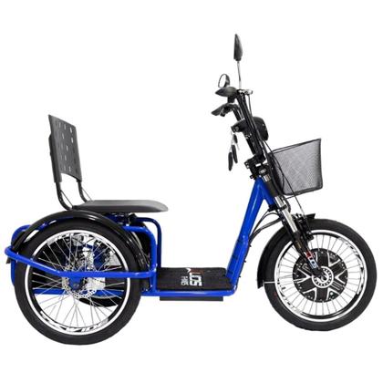 Imagem de Triciclo Elétrico Kit 800W Ré Farol e Alarme Fox Azul com Cestinha