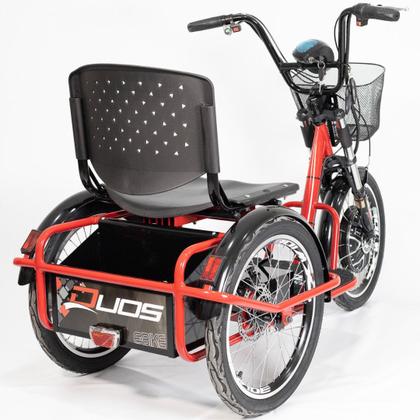 Imagem de Triciclo Elétrico Kit 800W Ré Farol e Alarme Fox Vermelho com Cestinha