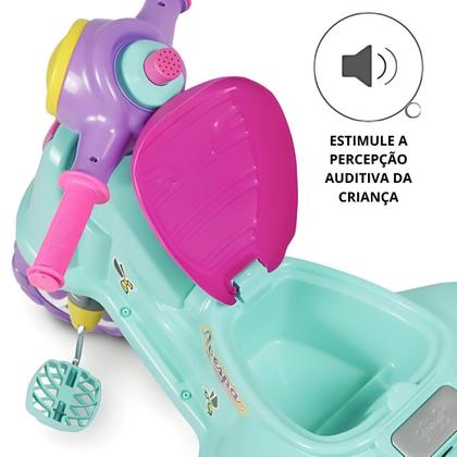 Imagem de Triciclo Infantil Avespa Rosa Com Haste Direcionável Maral