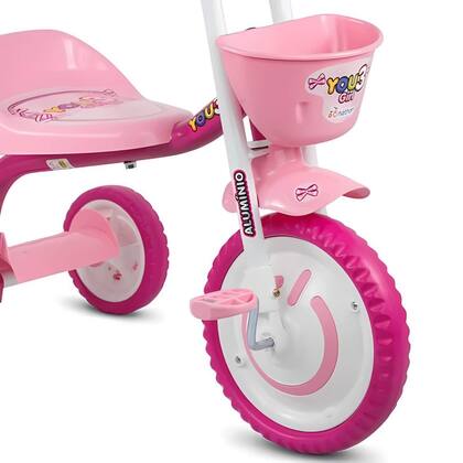 Imagem de Triciclo Infantil com Cestinha Buzina Fon-fon Cor Rosa You 3 Girl NATHOR 100510160012