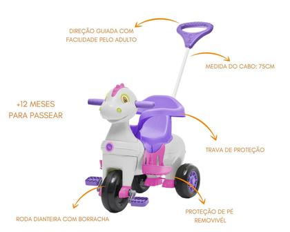 Triciclo infantil com empurrador e protetor 1-3 anos didino calesita Imagem de Triciclo infantil com empurrador e protetor 1-3 anos didino calesita
