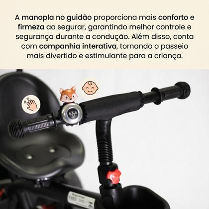 Imagem de Triciclo Infantil com Haste Empurrador até 50 kg Rodas Passeio Capota Chuva Sol Giratório 2 em 1 Passeio e Pedal Ajustável Multifuncional