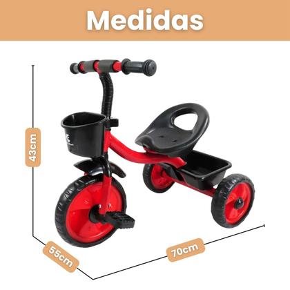 Imagem de Triciclo Infantil com Pedal 3 Rodas Passeio Cestinha Andador Motoca
