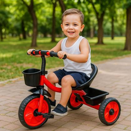 Imagem de Triciclo Infantil com Pedal 3 Rodas Passeio Cestinha Andador Motoca