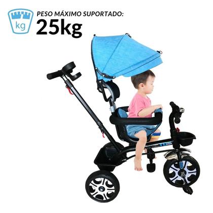 Imagem de Triciclo infantil de passeio com empurrador azul - importway