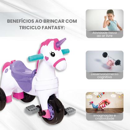 Imagem de Triciclo Infantil Fantasy Luzes Som Passeio e Pedal 