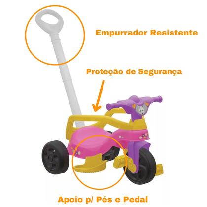 Imagem de Triciclo Infantil Menino Empurrador Passeio Completo Pedal