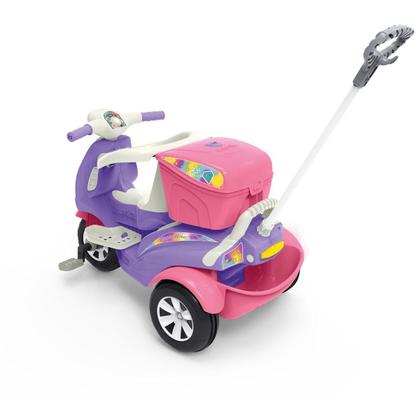 Imagem de Triciclo Infantil Moto Passeio E Pedal 2 Em 1 Calesita Rosa