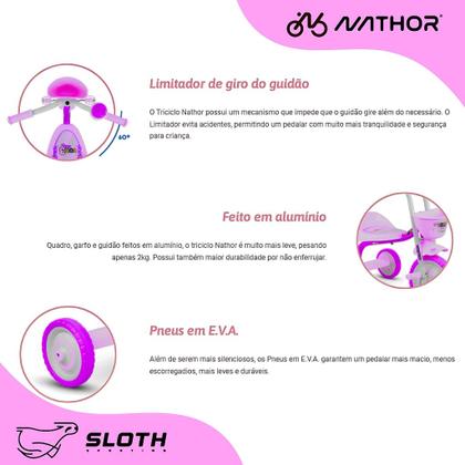 Imagem de Triciclo Infantil Nathor Menina Disney Princesas com Cesta Rosa