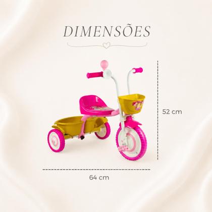 Imagem de Triciclo Infantil Nathor Princesas Disney com Cestinha e Pedais