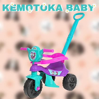 Imagem de Triciclo Infantil Suporta Até 25kg Menina Com Haste De Empurrar Motoca Velotrol Proteção Lateral Com Pedal Kendy Brinquedos