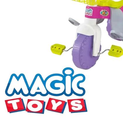 Imagem de Triciclo Infantil Tico Tico Festa Rosa com Aro Haste Protetor e Cestinha Magic Toys