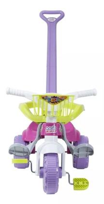 Imagem de Triciclo Infantil Tico Tico Festa Rosa com Aro Haste Protetor e Cestinha Magic Toys