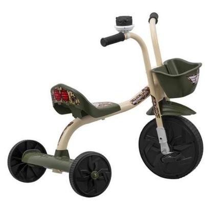 Imagem de Triciclo Infantil Tipo Motoquinha Militar com Cesto e Rodas em PP