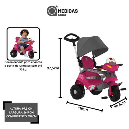 Imagem de Triciclo Infantil Velobaby Bandeirante Reclinável Com Capota