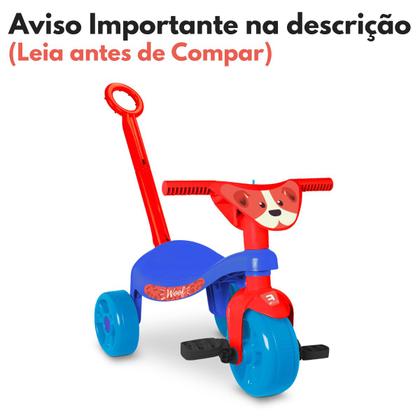 Imagem de Triciclo Infantil Velotrol Cachorro Dog Velocípede Tchuco P/ Criança C/ Hastes Vermelho e Azul