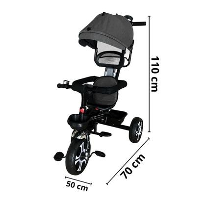 Imagem de Triciclo Motoca Bicicleta 3 Rodas Infantil Passeio com Empurrador Pedal Capota Brinqway Bw302
