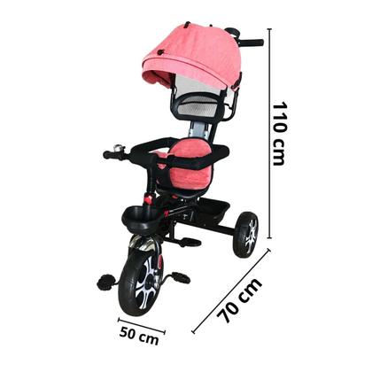 Imagem de Triciclo Motoca Bicicleta 3 Rodas Infantil Passeio com Empurrador Pedal Capota Brinqway Bw302