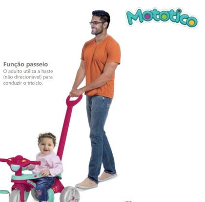 Imagem de Triciclo Motoca Infantil Bandeirante Mototico Passeio E Pedal Flower Rosa + estojo Branca de neve