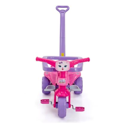 Imagem de Triciclo Motoca Infantil Tico Tico Pets Rosa com Haste Removível