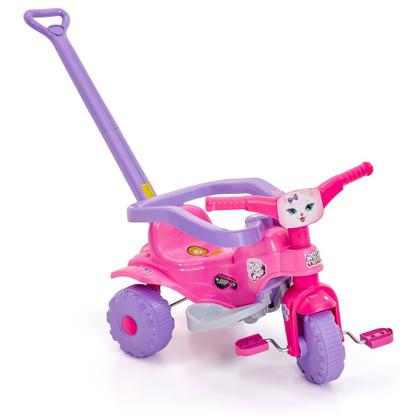 Imagem de Triciclo Motoca Infantil Tico Tico Pets Rosa com Haste Removível