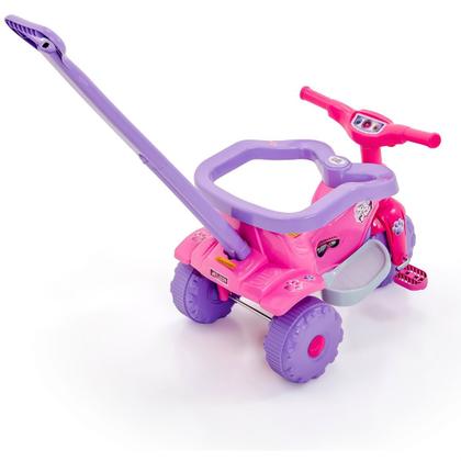 Imagem de Triciclo Motoca Infantil Tico Tico Pets Rosa com Haste Removível