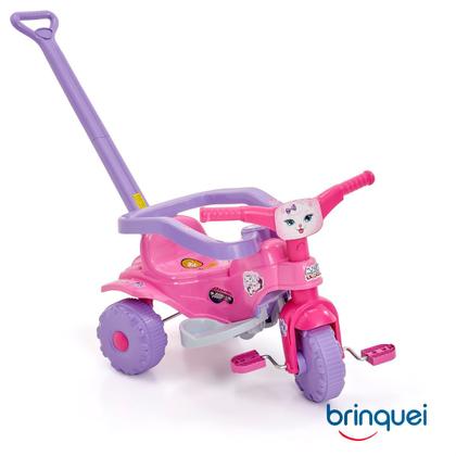 Imagem de Triciclo Motoca Infantil Tico Tico Pets Rosa com Haste Removível