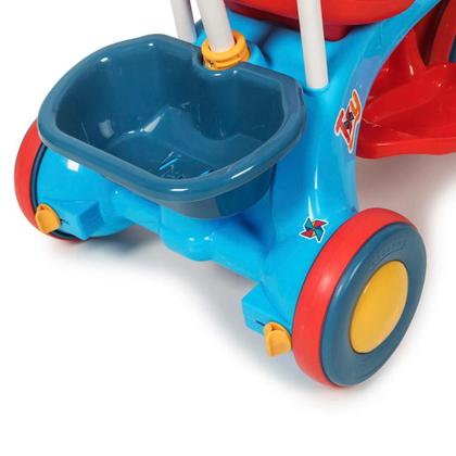 Imagem de Triciclo Motoca Totoca Infantil Com Haste e Barra de Proteção Removível Toy Menino Azul Urban Baby