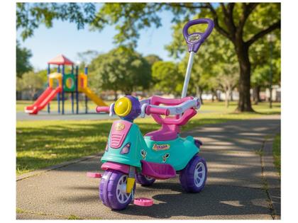 Imagem de Triciclo Passeio Criança Com Pedal Empurrador Andador Menina