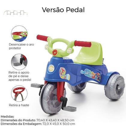 Imagem de Triciclo Passeio e Pedal Calesita Tatetico Azul 2 em 1