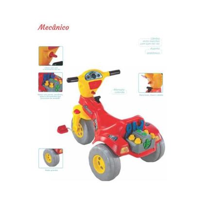 Imagem de Triciclo Tico Mecânico Magic Toys Vermelho Câmbio e Motor c/ Ferramentas