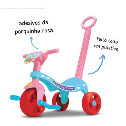 Imagem de Triciclo velotrol motinha mini moto motoquinha bicicleta de tres rodas andador com haste empurradora