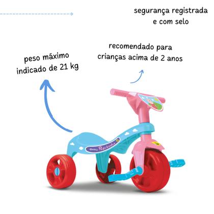 Imagem de Triciclo velotrol motinha mini moto motoquinha bicicleta de tres rodas andador com haste empurradora