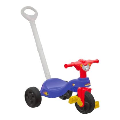 Triciclo Velotrol Tico-tico Fast C/ Empurrador Azul Vermelho - Pais & Filhos Imagem de Triciclo Velotrol Tico-tico Fast C/ Empurrador Azul Vermelho
