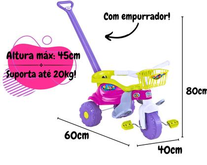 Imagem de  TricicloTico-Tico Festa com Aro e empurrador Lilás/Rosa