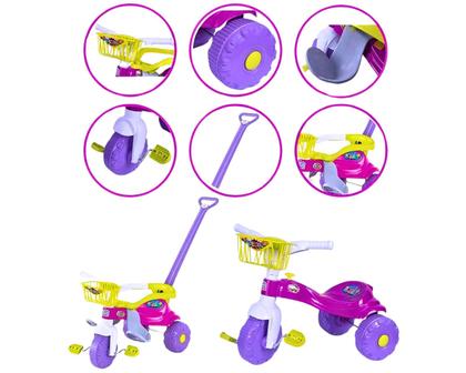 Imagem de  TricicloTico-Tico Festa com Aro e empurrador Lilás/Rosa