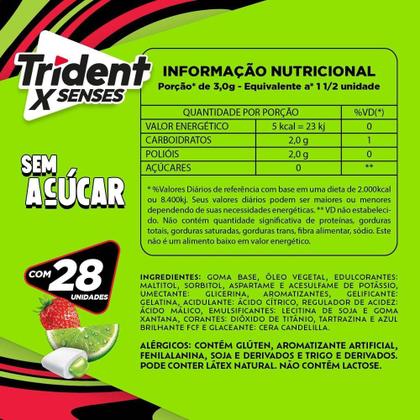 Trident x Senses Morango Lime 54g - 28 Unidades Imagem de Trident x Senses Morango Lime 54g - 28 Unidades