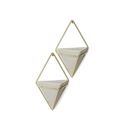 Imagem de TRIGG CONJUNTO COM 2 VASINHOS DE PAREDE CINZA e DOURADO