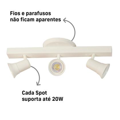 Imagem de Trilho 3 Spots Dicroica Canopla Com 3 Lâmpadas GU10 Avant