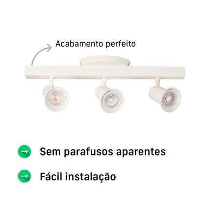 Imagem de Trilho 3 Spots Dicroica Canopla Com 3 Lâmpadas GU10 Avant